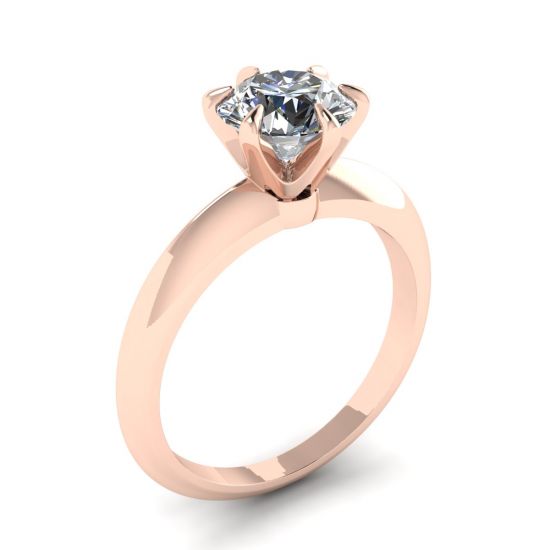 Round Diamond 6-prong engagement ring in Rose Gold,  Enlarge image 4