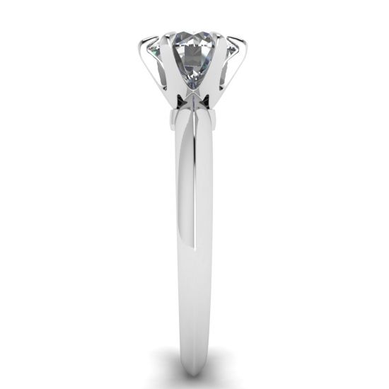 Round diamond 6-prong engagement ring in white gold,  Enlarge image 3