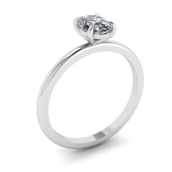 Classic Oval Diamond Solitaire Ring White Gold,  Enlarge image 4