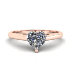 Classic Heart Diamond Solitaire Ring Rose Gold