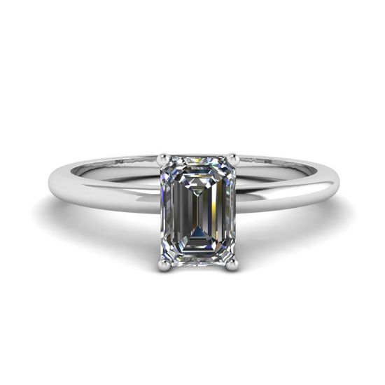 Emerald Cut Diamond Ring White Gold, Image 1