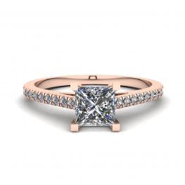 Princess Cut Scalloped Pave Engagement Ring Rose Gold Princess Cut Scalloped Pave Engagement Ring Rose Gold