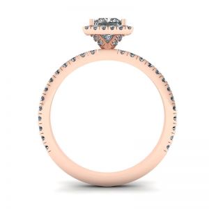 Princess-Cut Floating Halo Diamond Engagement Ring Rose Gold - Photo 1