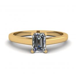 Classic Emerald Cut Diamond Solitaire Ring  Yellow Gold