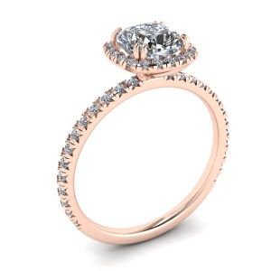 Cushion Diamond Halo Engagement Ring  Rose Gold - Photo 3