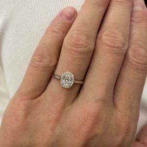 Oval Diamond Halo Engagement Ring - Photo 4