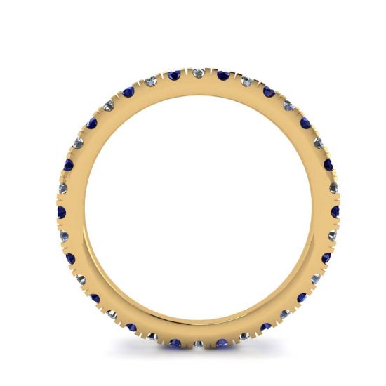Riviera Pave Sapphire and Diamond Eternity Ring  Style Yellow Gold,  Enlarge image 2
