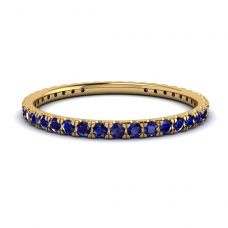 Riviera Pave Sapphire Eternity Ring Yellow Gold