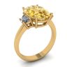 Oval Yellow Diamond with Side Half-Moon White Diamonds Ring Yellow Gold, Image 4