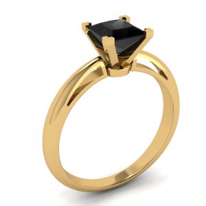 Square Black Diamond Ring Yellow Gold - Photo 3