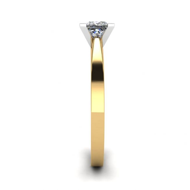 Futuristic Style Princess Cut Diamond Ring in Yellow Gold - Photo 2