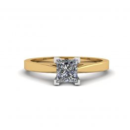 Futuristic Style Princess Cut Diamond Ring in Yellow Gold Futuristic Style Princess Cut Diamond Ring in Yellow Gold