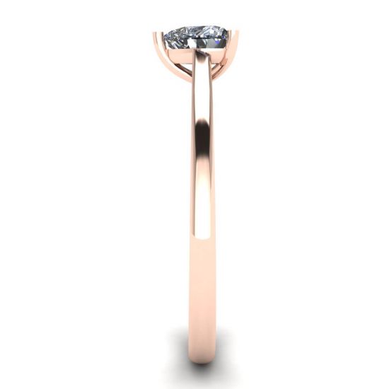 Simple Flat Ring with Heart Diamond Rose Gold,  Enlarge image 3