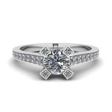 Designer Ring with Round Diamond and Pave