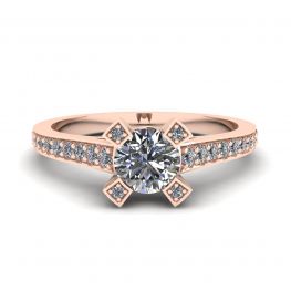 Designer Ring with Round Diamond and Pave Rose Gold Designer Ring with Round Diamond and Pave Rose Gold