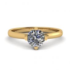 Reversed Prong Style Round Diamond Ring in Yellow Gold
