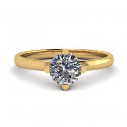Reversed Prong Style Round Diamond Ring in Yellow Gold Reversed Prong Style Round Diamond Ring in Yellow Gold