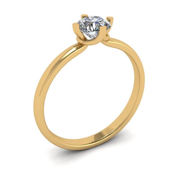 Reversed Prong Style Round Diamond Ring in Yellow Gold,  Enlarge image 4