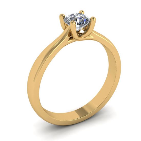 Crossing Prongs Ring with Round Diamond 18K Yellow Gold,  Enlarge image 4