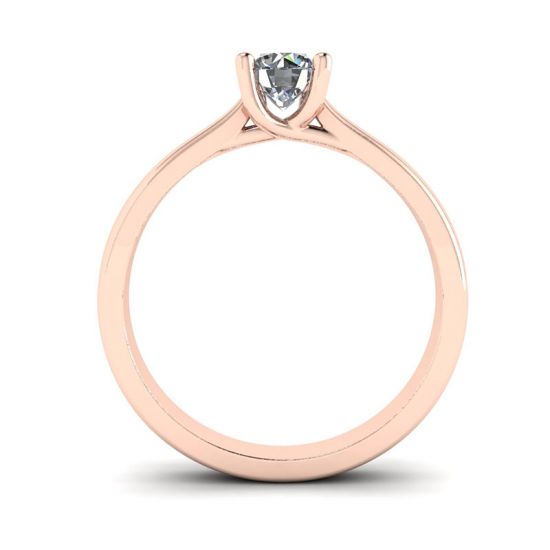 Crossing Prongs Ring with Round Diamond 18K Rose Gold,  Enlarge image 2