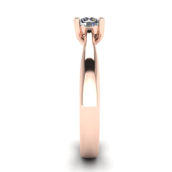 Crossing Prongs Ring with Round Diamond 18K Rose Gold, More Image 1