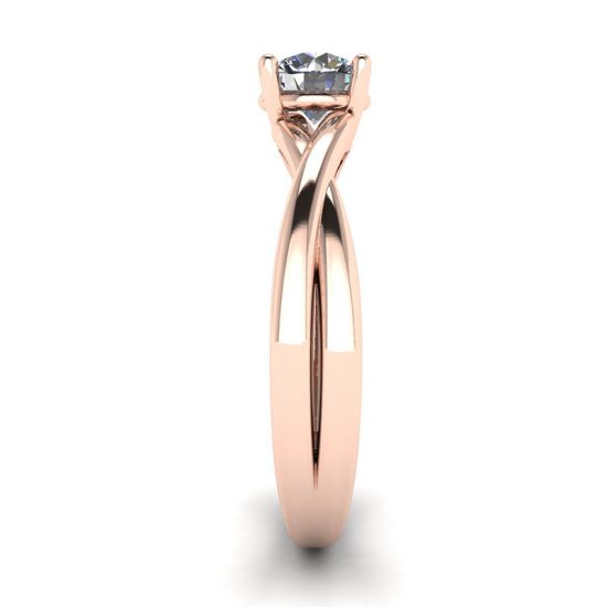 X Cross Ring with Round Diamond Rose Gold, More Image 1