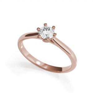 Crown diamond 6-prong engagement ring in rose gold - Photo 3