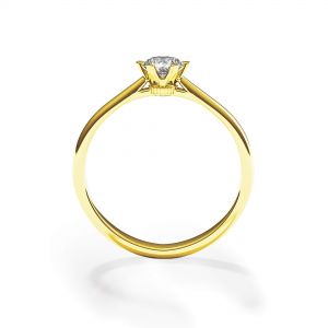Crown diamond 6-prong engagement ring in yellow gold - Photo 1