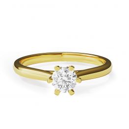 Crown diamond 6-prong engagement ring in yellow gold Crown diamond 6-prong engagement ring in yellow gold