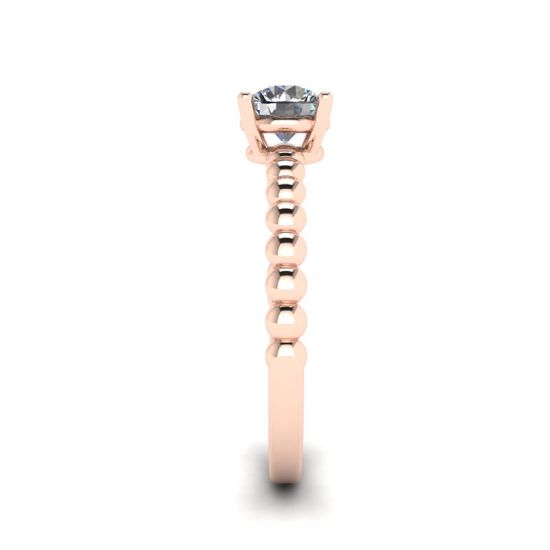 Round Diamond Solitaire on Beaded Ring in Rose Gold,  Enlarge image 3