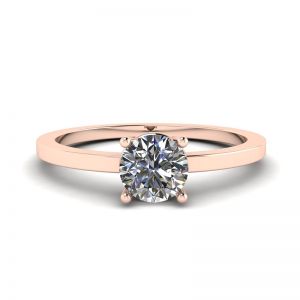 Round Diamond Solitaire Simple 18K Rose Gold Ring