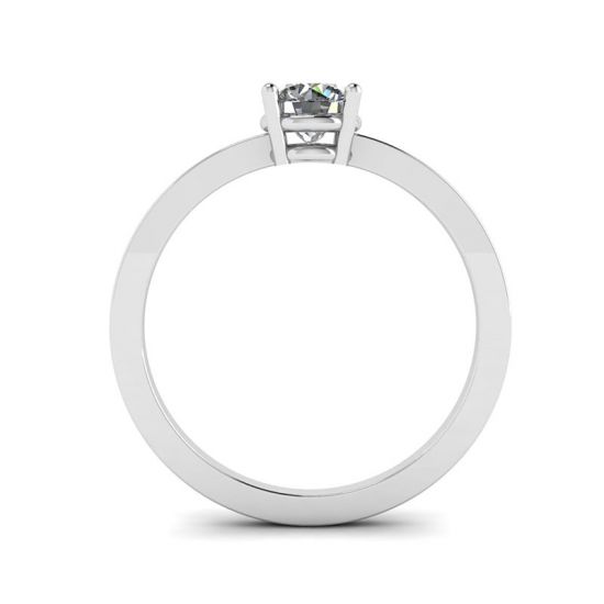 Round Diamond Solitaire Simple 18K White Gold Ring, More Image 0