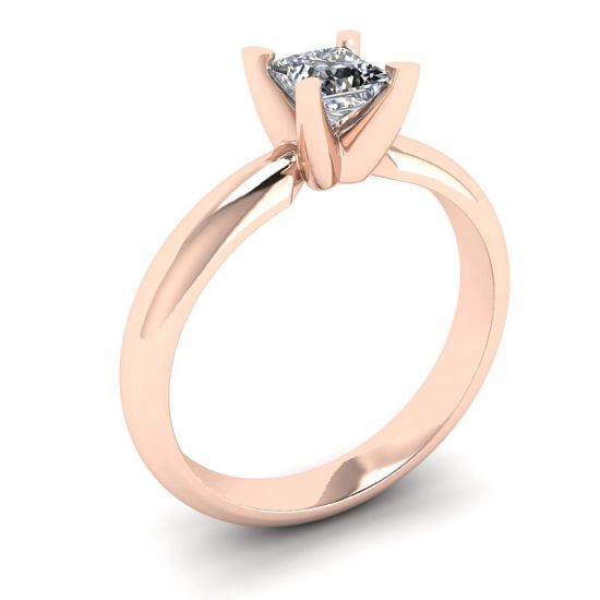 Rose Gold Ring with Princess Cut Diamond,  Enlarge image 4