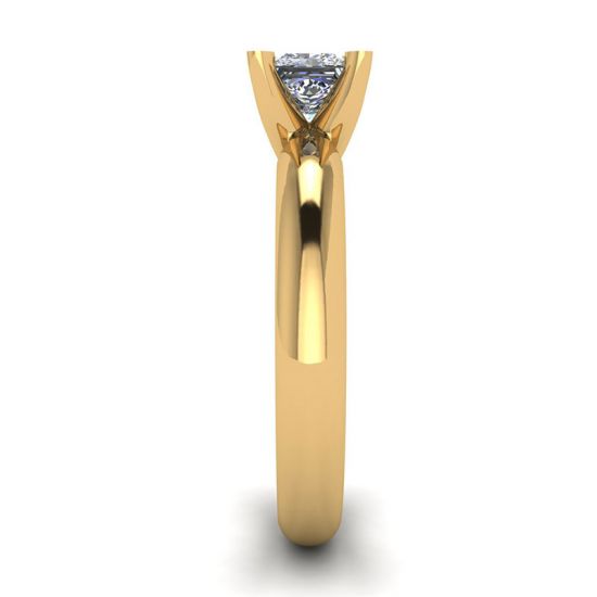 Yellow Gold Ring with Princess Cut Diamond,  Enlarge image 3
