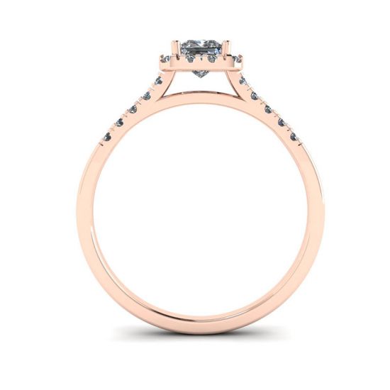 Halo Princess Cut Diamond Ring in Rose Gold,  Enlarge image 2