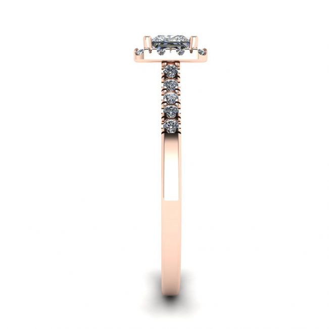 Halo Princess Cut Diamond Ring in Rose Gold - Photo 2