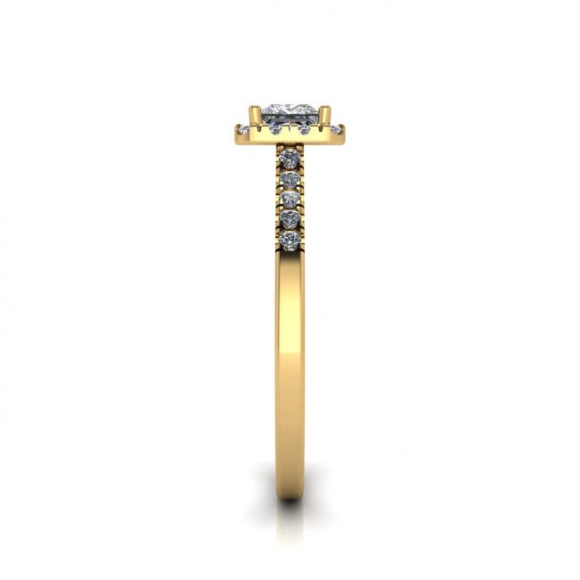Halo Princess Cut Diamond Ring in Yellow Gold - Photo 3