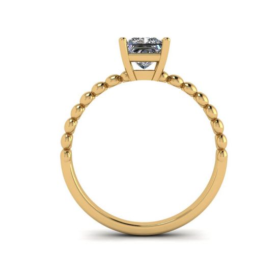 Bearded Ring with Princess Cut Diamond in 18K Yellow Gold, More Image 0