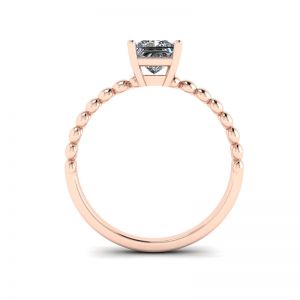 Bearded Ring with Princess Cut Diamond in 18K Rose Gold - Photo 1