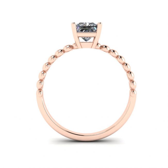 Bearded Ring with Princess Cut Diamond in 18K Rose Gold - Photo 1