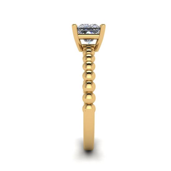 Bearded Ring with Princess Cut Diamond in 18K Yellow Gold, More Image 1