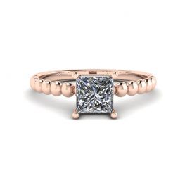 Bearded Ring with Princess Cut Diamond in 18K Rose Gold
