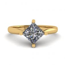 Rhombus Princess Diamond Solitaire Ring Yellow Gold