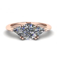 Three Diamond Ring in 18K Rose Gold