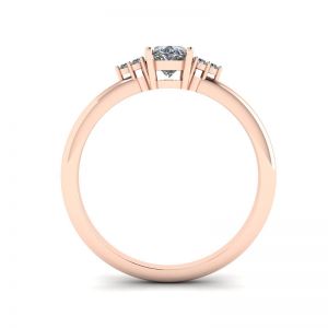 Oval Diamond with 3 Side Diamonds Ring Rose Gold - Photo 1