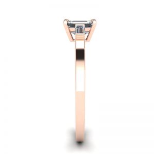 Emerald Cut and Side Baguette Diamond Ring Rose Gold - Photo 2