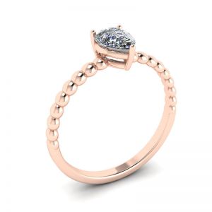 Beaded Band Pear Cut Engagement Ring Rose Gold - Photo 3