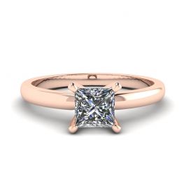 Mixed Rose and White Gold Ring with Princess Diamond Mixed Rose and White Gold Ring with Princess Diamond