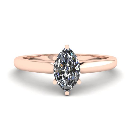 Rose Engagement Ring with Marquise Cut Diamond, Enlarge image 1