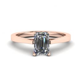 Futuristic Style Emerald Cut Diamond Ring in 18K Rose Gold Futuristic Style Emerald Cut Diamond Ring in 18K Rose Gold